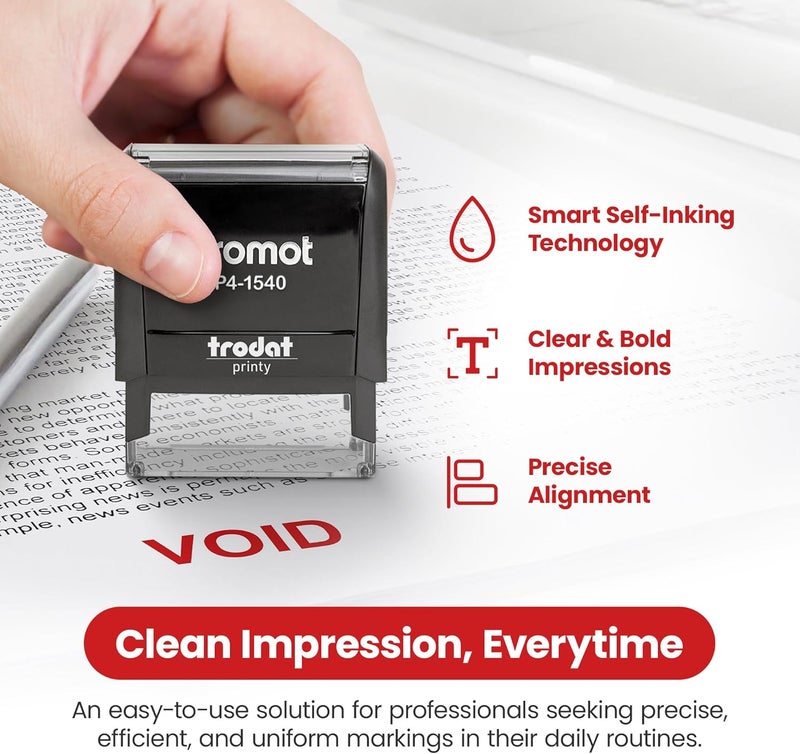 Promot Void Self Inking Rubber Stamp - Refillable Stampers for Office - Business, Accounting, Bookkeeping, Coding, Legal, Notary, Work, Ordering, Inventory Stamps - Red Ink - Image 3